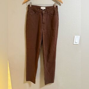 MESHKI High Rise Brown 100% Cotton Straight Leg Jeans – Size S